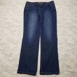 Levis 504 Jeans Womens 16 Blue Straight Dark‎ Wash Denim Stretch High Rise